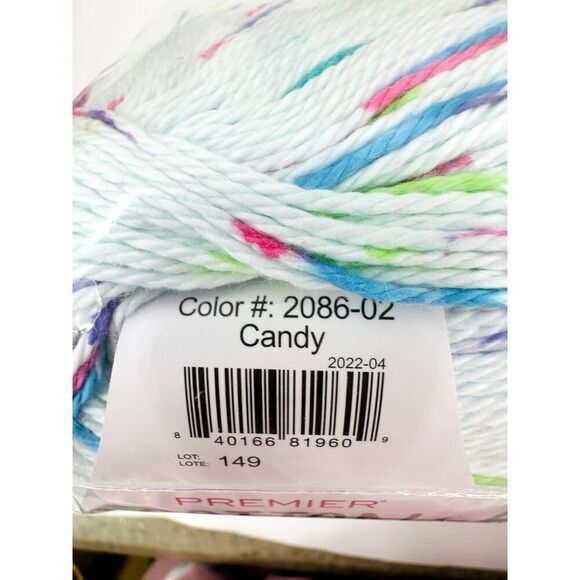 COPY - 3 Premier Cotton Sprout Speckles Yarn 100% Cotton CANDY White Pink Purpl… - Picture 7 of 7
